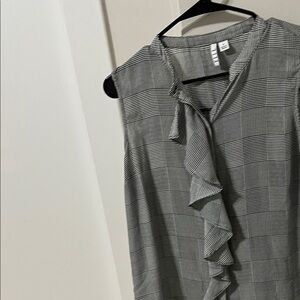 Elle Black and White Checkered Ruffle Dress